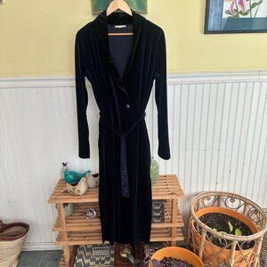 Zara Trafaluc Velvet Long-Sleeve Belted Robe Coat Dress M